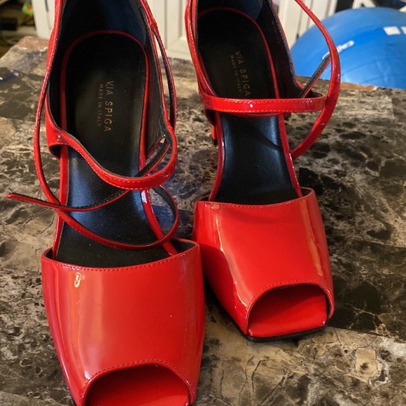 VIA SPIGA MADE IN ITALY RED HIGH HEEL SHOES - Picture 7 of 10